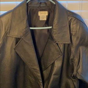genuine leather black women’s coat/jacket